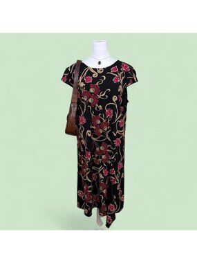 90s floral boho whimsygoth midi dress